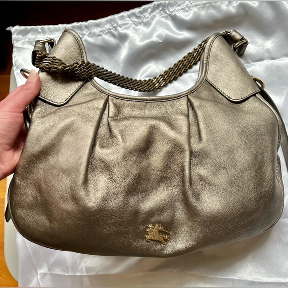 Burberry Silver Gold Metallic Prorsum Bag Mixed Metal Woven Chain Crossbody Bag - Picture 7 of 17